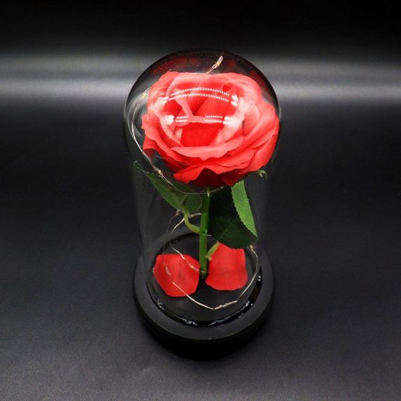 Троянда в колбі з LED підсвічуванням 20 см, на батарейках, Червона / Вічна троянда / Подарункова декоративна троянда-нічник | Зображення 9