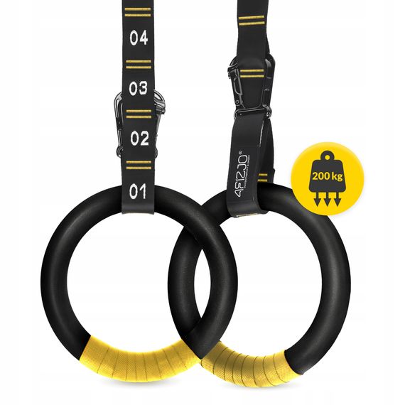 Гімнастичні кільця 4FIZJO з ABS пластику, регульовані Black/Yellow (P-5905973406109) | Зображення 4