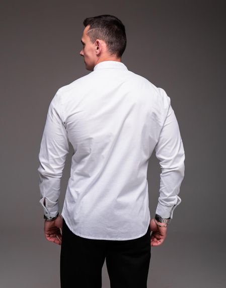 Мужская рубашка с воротником стойка и длинным рукавом на пуговицах RA1839 цвет белый, размер XL | Зображення 8