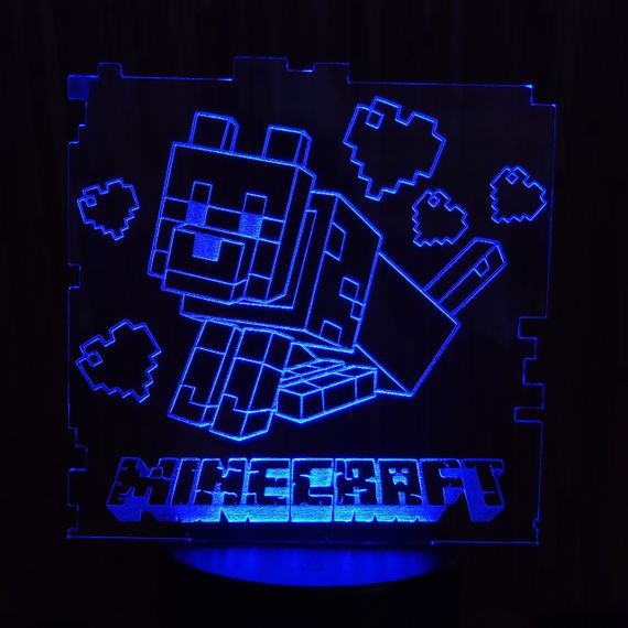 Акриловый светильник-ночник Minecraft синий tty-n000319