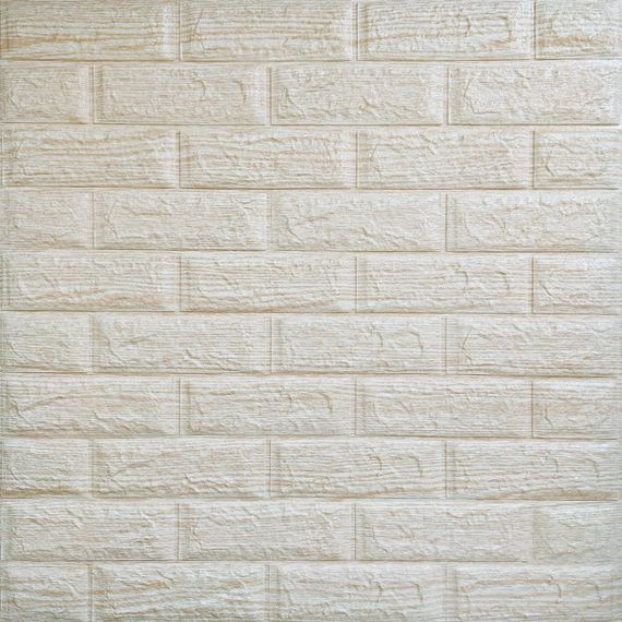 Самоклеюча декоративна 3D панель під цеглу бежева смужка 700х770х5мм (184) SW-00000489