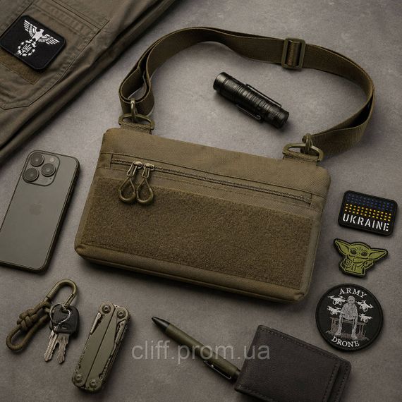 Тактична сумка месенджер хакі, сумка для шевронів та патчів | Зображення 6