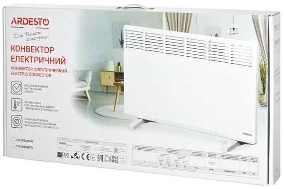 Конвектор ARDESTO напольный/настенный 2,0 кВт, площадь обогрева 20 кв.м., Белый (CH-2000MCW) | Зображення 7