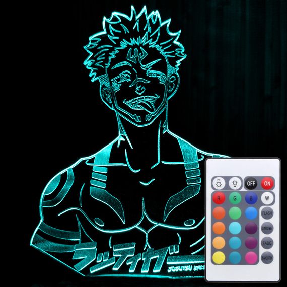 Акриловий світильник-нічник з пультом 16 кольорів Ремен Сукуна (Магична Битва) tty-n001001