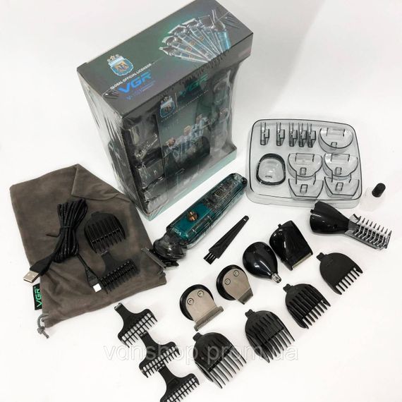 Машинка для стрижки волосся без шуму VGR V-102 5 в 1, Універсальна машинка для стрижки голови та бороди XG-37 | Зображення 1