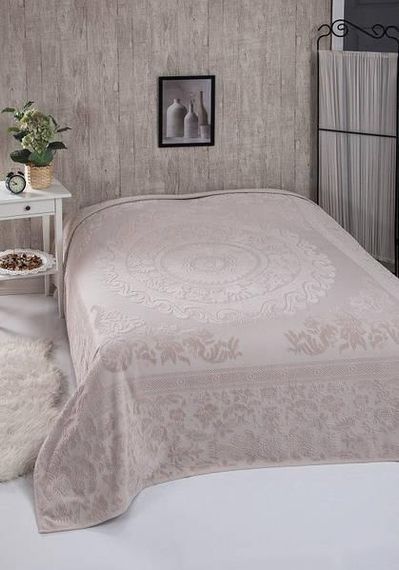 Покривало Belizza Odessa bej 200х220см Велюр/Махра
