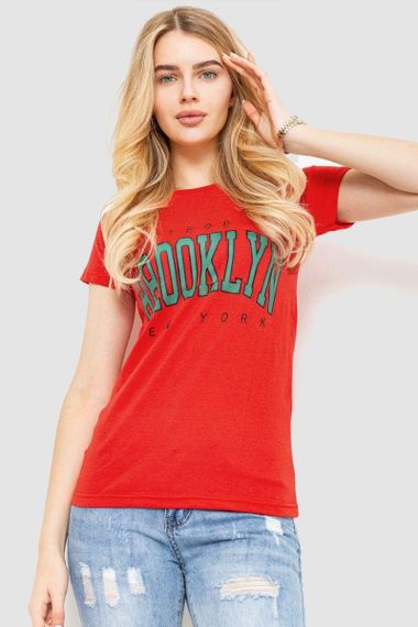 Футболка женская с принтом  цвет красный 221R3061