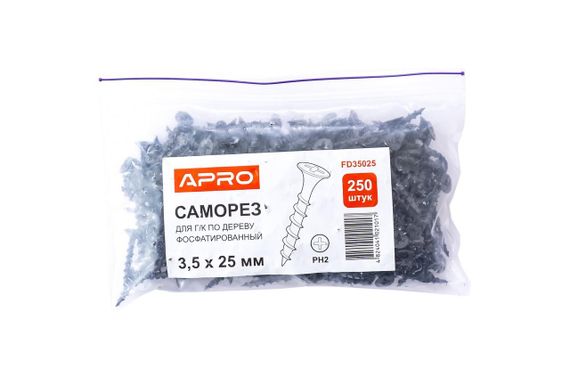 Саморез по дереву Apro - 3,5 x 25 мм (250 шт.) (FD35025) | Зображення 1