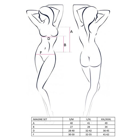 Комплект білизни Passion IMAGINE SET OpenBra L/XL, black, ліф - міні-сорочка, трусики з оборками | Зображення 4