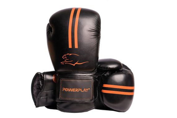 Боксерські рукавиці 10 унцій PowerPlay 3016 Чорно-Помаранчеві
