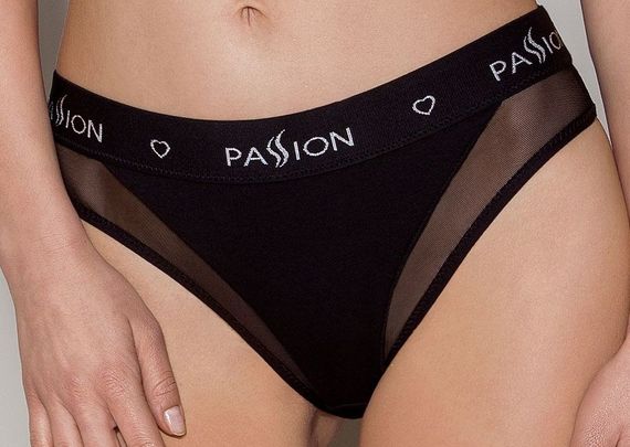 Трусики бавовняні з прозорою вставкою Passion PS002 PANTIES, Чорний, XL, XL | Зображення 1