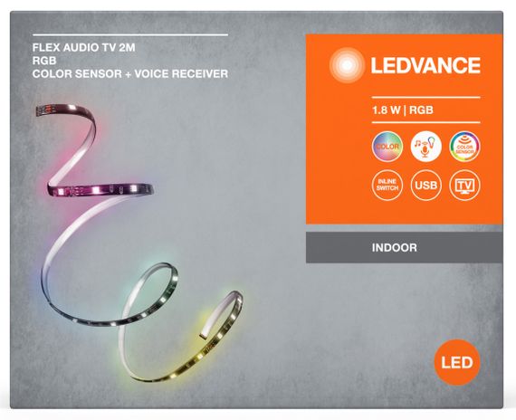 Стрічка світлодіодна LEDVANCE FLEX AUDIO TV 1,8W, 2M RGB COLORSEN USB (4099854095283) | Зображення 3
