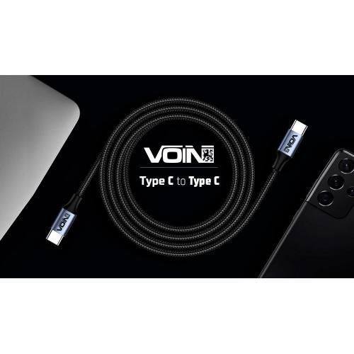 Кабель VOIN Type C - Type C 5А/20V, QC4.0/PD 1m, black (швидка зарядка / передача даних) | Зображення 5
