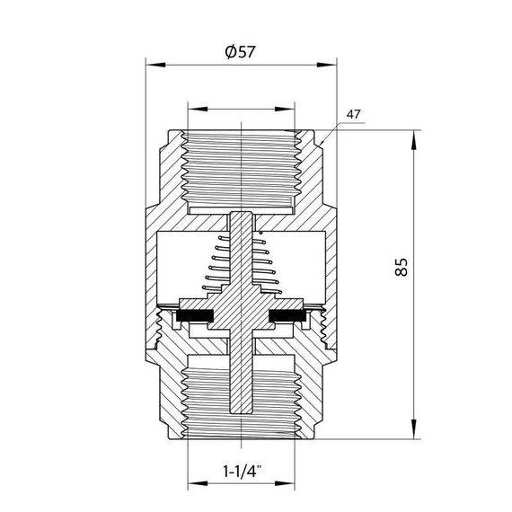 Обратний клапан Thermo Alliance Forte 1 1/4"ВВ никель с латунным штоком TAF240W32 | Зображення 1