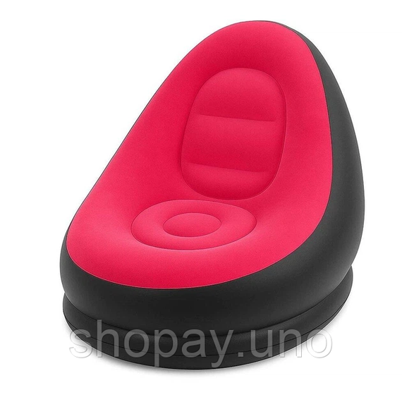 Надувной диван с пуфом Air Sofa / Надувное велюровое кресло с пуфиком+насос Розовый | Зображення 3