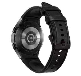 Ремешок Primolux Leather Silicone для часов Samsung Galaxy Watch 4 40mm SM-R860 /  SM-R865 - Black