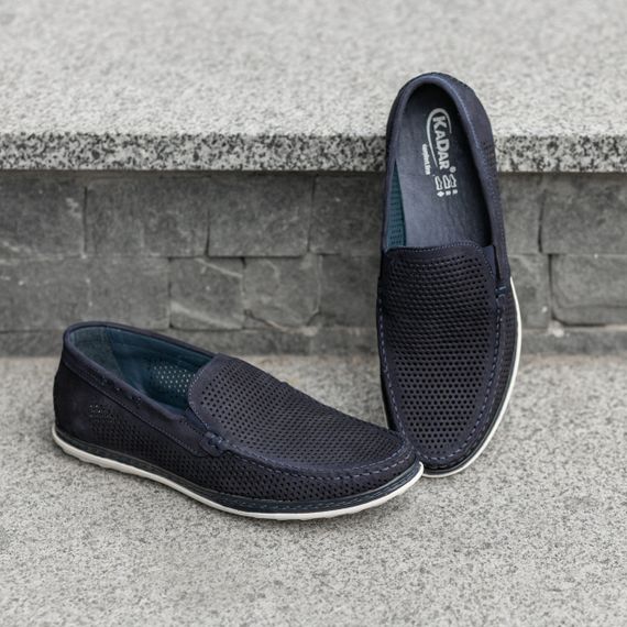 Перфоровані мокасини Kadar синього кольору 45 розмір | Зображення 4