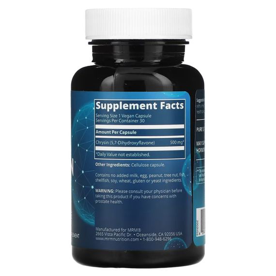 Репродуктивне здоров&#039;я чоловіків, Chrysin 500, MRM, 30 веганських капсул | Зображення 1