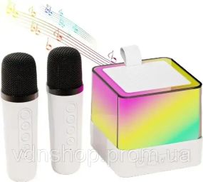 Портативна Bluetooth колонка K18 з LED підсвічуванням 2 мікрофони білий