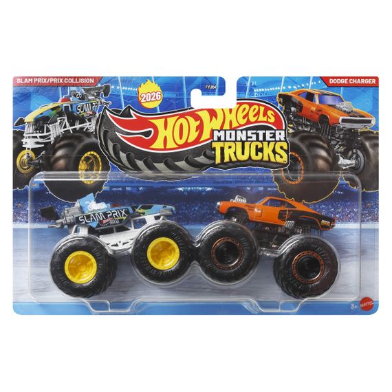 Подарочный набор 2 монстр-трака Хот Вилс Оригинал Hot Wheels Monster Trucks Slam Prix Vs Dodge Charger
