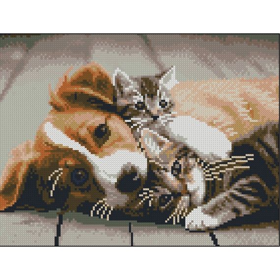 Алмазна мозаїка без підрамника "Пухнасті друзі" ZAV3040-14, 30х40 см