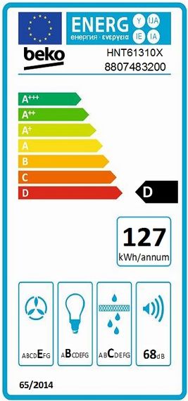 Витяжка Beko телескопічна, 60см, 483м3ч, нержавіюча сталь (HNT61310X) | Зображення 7