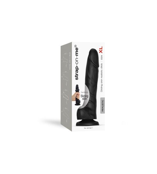 Реалистичный фаллоимитатор Strap-On-Me Sliding Skin Realistic Dildo Black XL, эффект подвижной кожи | Зображення 7