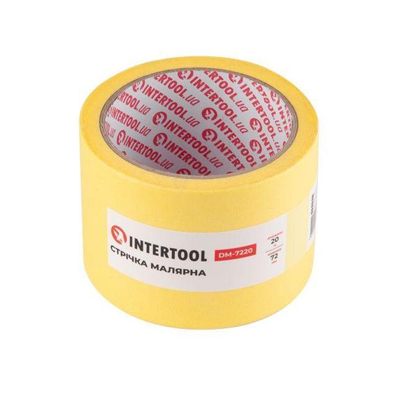 Стрічка малярська 72 мм, 20 м, жовта INTERTOOL DM-7220 | Зображення 1