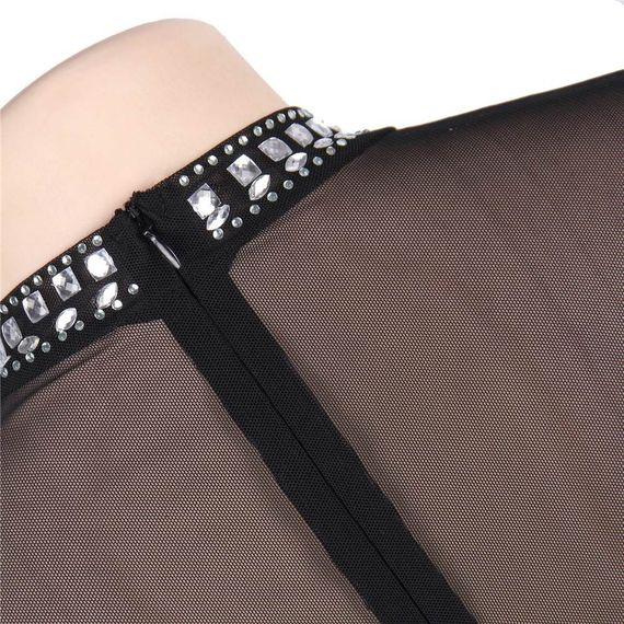 Сукня-міні в камінчиках з горловиною Star Night чорна, M/L sexstyle | Зображення 4