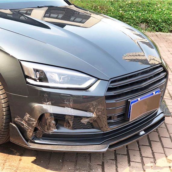Накладка на передний бампер Lip V2 (для S-Line 2021-2025, Карбон) для Ауди A5 | Зображення 1