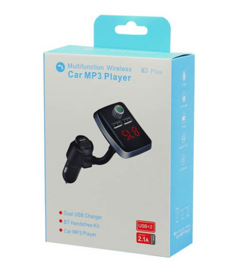 FM-модулятор M3 Plus Bluetooth Автомобильный трансмиттер с USB-зарядкой и громкой связью Hands-Free | Зображення 1
