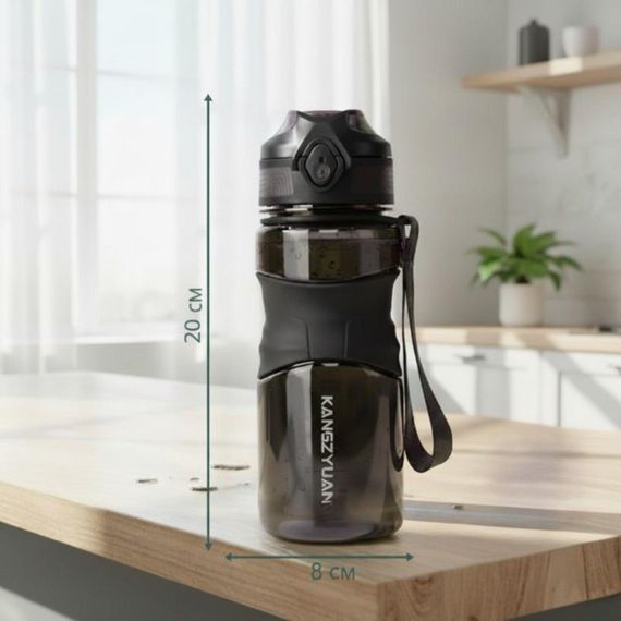 Пляшка KANGZYUAN 650 мл — Чорна Tritan BPA-free, ударостійка, спортивна з ергономічною кришкою | Зображення 7