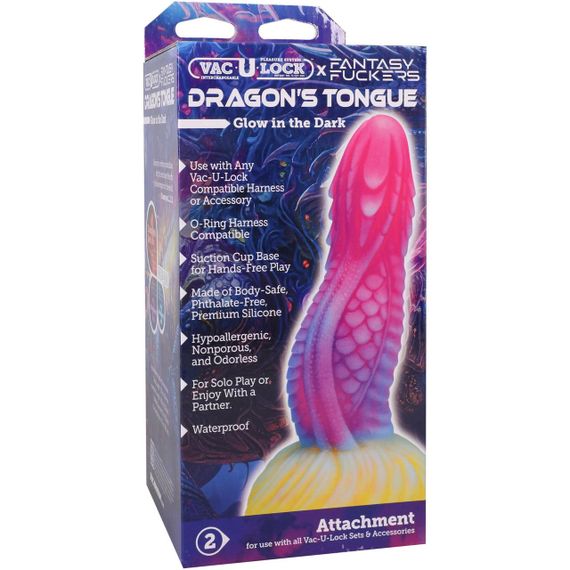 Фэнтезийный фаллоимитатор Doc Johnson Vac-U-Lock x Fantasy Fuckers Dragon's Tongue Sex Aura | Зображення 4