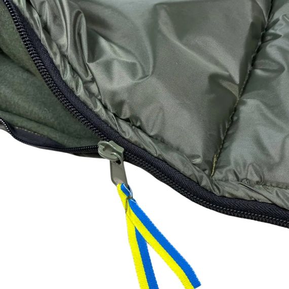 Спальний мішок зимовий з флісом (ковдра з капюшоном) Олива розмір 220х100 см | Зображення 4