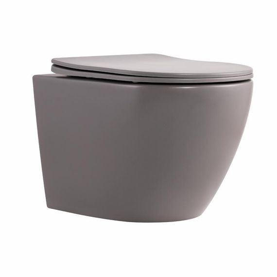 Унитаз подвесной Qtap Robin Ultra Quiet 520×365×340 мм, Stone grey, с сиденьем Slim Duroplast / Soft-close / Quick Release