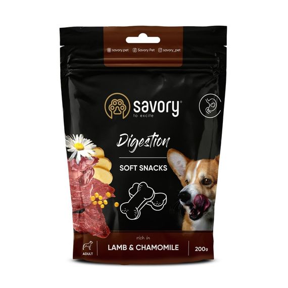 Ласощі для собак Savory Dog Digestion Soft Snack з ягнятком 200 гр