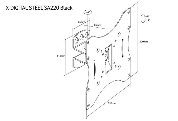 Кронштейн настінний X-Digital STEEL SA220 Black | Зображення 2