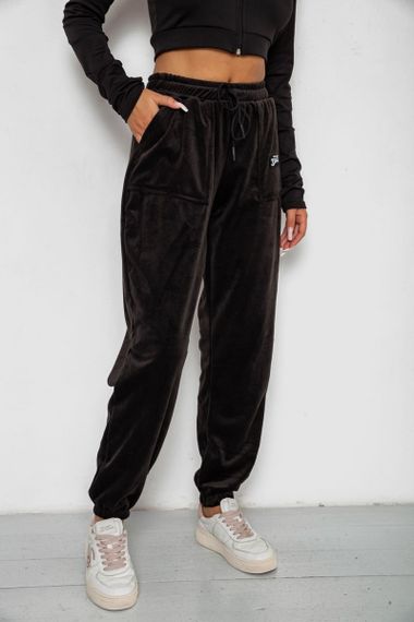 Спортивные штаны велюровые женские на флисе, цвет черный, 238R58649-1 | Зображення 2