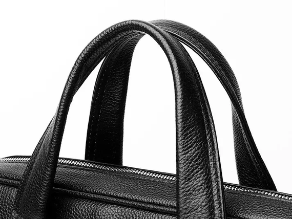 Портфель мужской кожаный для документов А4 и ноутбука черный | Зображення 7