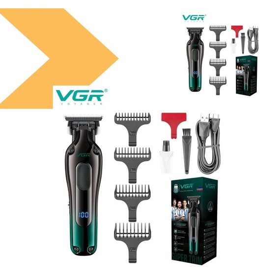 Тример VGR V-998 Green з LED-дисплеєм та 4 змінними насадками (46244-V-998 GREEN_369) | Зображення 1