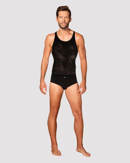 Чоловіча напівпрозора майка-борцовка з візерунком Obsessive T103 tank top S/M/L, чорна | Зображення 2