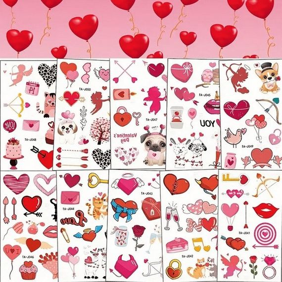 Набор временных тату "Любовь № 1" Love-tattoo-mini-set-1-10, 12 х 7 см 10 шт