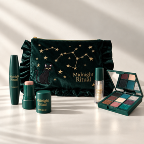 Набор декоративной косметики с косметичкой Farmasi Halloween Midnight Ritual тушь тени блеск для губ хайлайтер 5 предметов