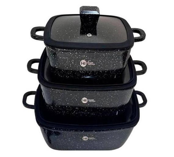 Набор посуды гранитный 8 предметов HIGHER+KITCHEN HK-323 Черный