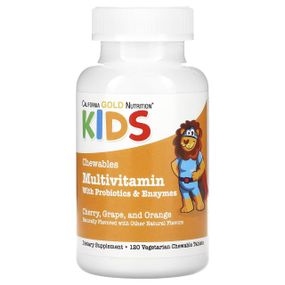 Мультивітаміни з пробіотиками та ферментами для дітей, Multivitamins with Probiotics & Enzymes, California Gold Nutrition, з