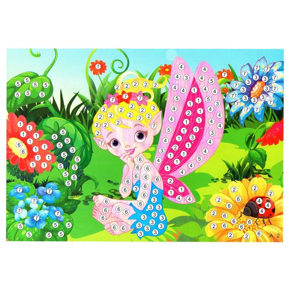 Дитяча мозаїка за номерами "Фея" 13-127-5 різнокольорові камінчики