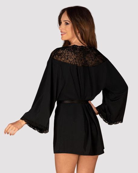 Пеньюар Obsessive Bellastia Черный M/L | Зображення 1