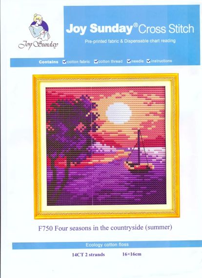 Набор для вышивания по нанесённой на канву схеме "Four seasons in the countryside". AIDA 14CT printed 16*16 см | Зображення 1