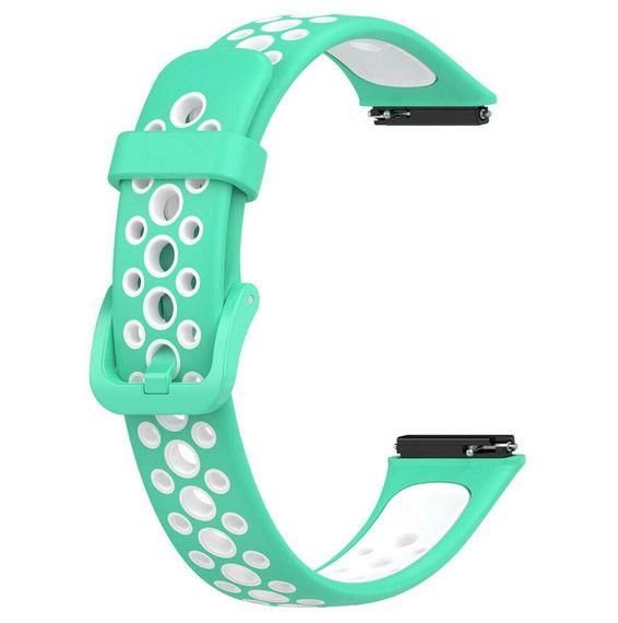 Силіконовий ремінець Primolux Perfor Classic для фітнес браслета Huawei Band 7- Teal&White | Зображення 2
