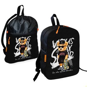 Шкільний рюкзак дитячий Ведмедик Тедді + Сумка для взуття спортивної форми рюкзак-мішок для хлопчика (01775)